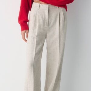 Aritzia Effortless Linen Pant, Gray (“Vin Gris”), Size 2